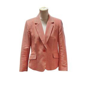 Liz Claiborne Blazer Sz PL Orange White Chevron Jacket Fully Lined Office READ